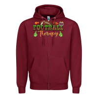 Burgundy football therapy Zipper Hoodie - BundleAndBundleShop