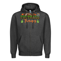Charcoal Heather football therapy Zipper Hoodie - BundleAndBundleShop