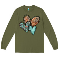 Army Green western love hearts Long Sleeve Tee - MaliasSmallBusiness