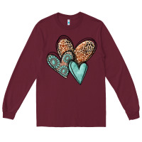 Burgundy western love hearts Long Sleeve Tee - MaliasSmallBusiness