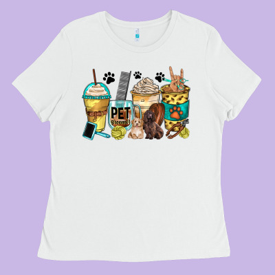 Pet Groomer Coffee Cups Ladies Tee Designed By Zillion Design Studio
