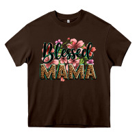 Chocolate Brown flowers blessed mama Heavy Core Tee - Zillion Design Studio