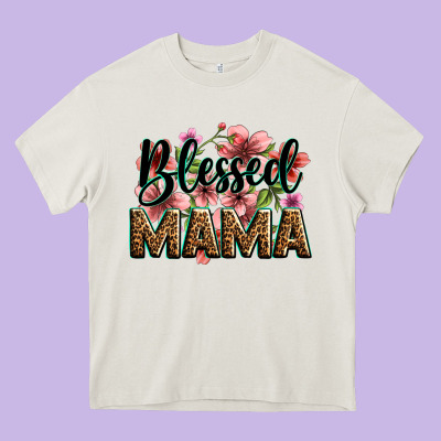 Flowers Blessed Mama Heavy Core Tee Designed By Zillion Design Studio