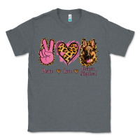 Charcoal Heather Peace Love German Shepherd Classic Tee - Jasminsmagicworld