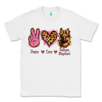 White Peace Love German Shepherd Classic Tee - Jasminsmagicworld