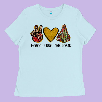 Peace Love Christmas Ladies Tee Designed By Jahusdesignshop