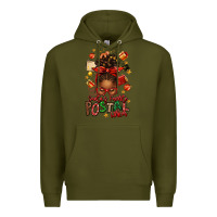 Army Green santas favorite postal worker afro messy bun Premium Hoodie - texasbilliewilder