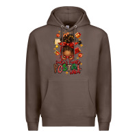 Coffee santas favorite postal worker afro messy bun Premium Hoodie - texasbilliewilder