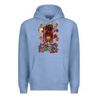 Colony Blue santas favorite postal worker afro messy bun Premium Hoodie - texasbilliewilder