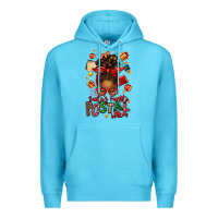 Ocean Blue santas favorite postal worker afro messy bun Premium Hoodie - texasbilliewilder