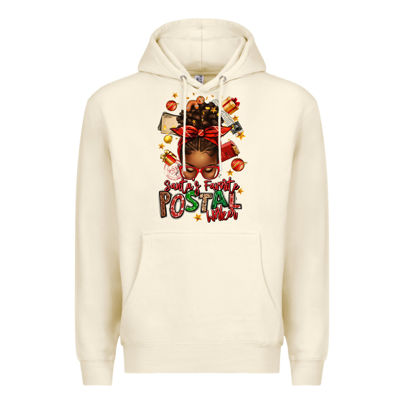 Santas Favorite Postal Worker Afro Messy Bun Premium Hoodie by texasbilliewilder | Teevron