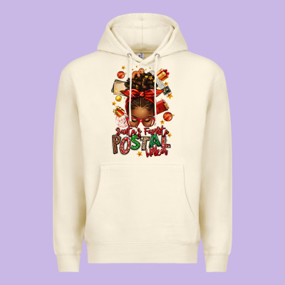 Santas Favorite Postal Worker Afro Messy Bun Premium Hoodie Designed By Texasbilliewilder