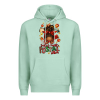 Seafoam santas favorite postal worker afro messy bun Premium Hoodie - texasbilliewilder