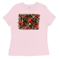 Bubblegum Pink christmas football Ladies Tee - RanaPortraitStore
