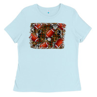 Baby Blue christmas football Ladies Tee - RanaPortraitStore