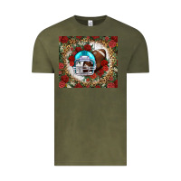 Vintage Olive american football helmet and leopard Vintage Tee - NancyCooperArtShop