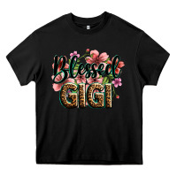 Black flowers blessed gigi Heavy Core Tee - Zillion Design Studio