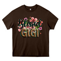 Chocolate Brown flowers blessed gigi Heavy Core Tee - Zillion Design Studio