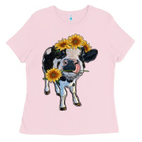 Bubblegum Pink heifer cow Ladies Tee - RanaPortraitStore
