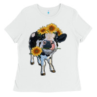 White heifer cow Ladies Tee - RanaPortraitStore