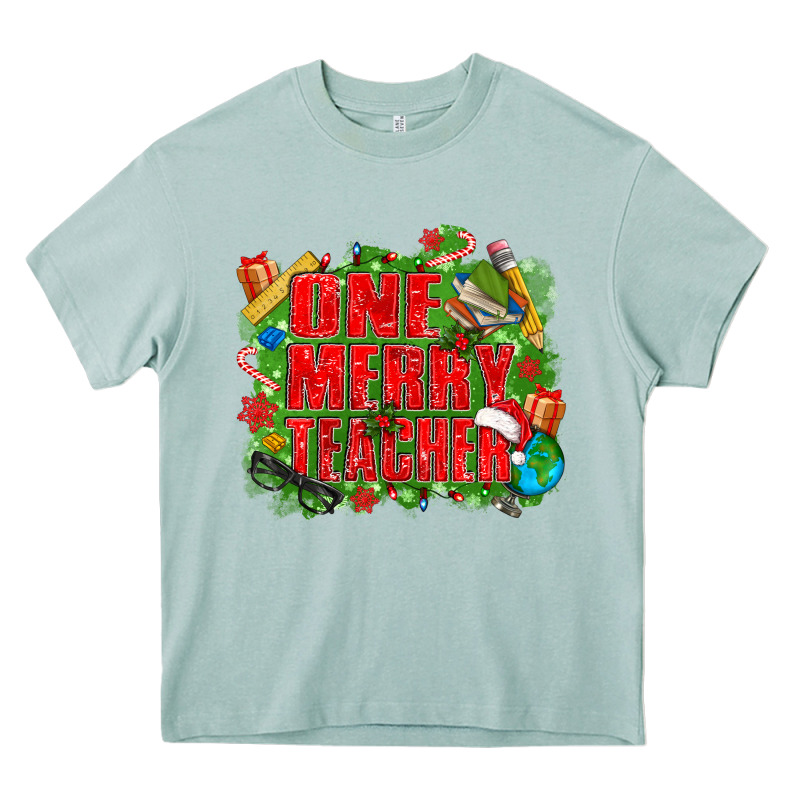 One Merry Teacher Heavy Core Tee by texasbilliewilder | Teevron