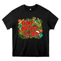 Black one merry teacher Heavy Core Tee - texasbilliewilder