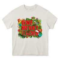 Cream one merry teacher Heavy Core Tee - texasbilliewilder