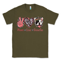 Army Green Peace Love French Bulldog Classic Tee - Jasminsmagicworld