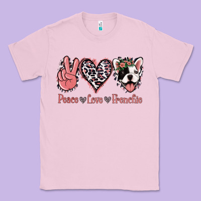 Peace Love French Bulldog Classic Tee Designed By Jasminsmagicworld