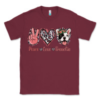 Burgundy Peace Love French Bulldog Classic Tee - Jasminsmagicworld