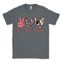 Charcoal Heather Peace Love French Bulldog Classic Tee - Jasminsmagicworld