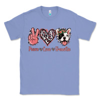 Colony Blue Peace Love French Bulldog Classic Tee - Jasminsmagicworld