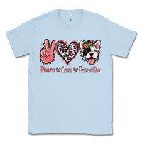 Dusty Blue Peace Love French Bulldog Classic Tee - Jasminsmagicworld