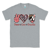 Heather Grey Peace Love French Bulldog Classic Tee - Jasminsmagicworld