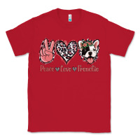 Red Peace Love French Bulldog Classic Tee - Jasminsmagicworld