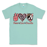 Seafoam Peace Love French Bulldog Classic Tee - Jasminsmagicworld