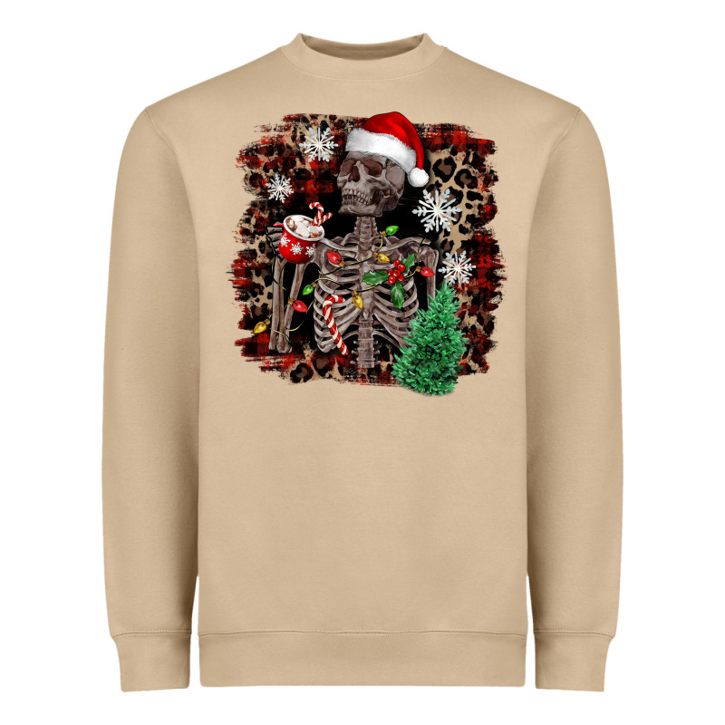 Skeleton With Coffee Cup Christmas Heavyweight Sweatshirt by NancyCooperArtShop | Teevron