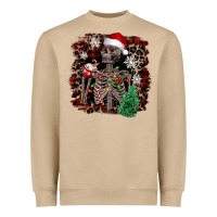 Mushroom Skeleton with coffee cup Christmas Heavyweight Sweatshirt - NancyCooperArtShop