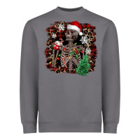 Storm Skeleton with coffee cup Christmas Heavyweight Sweatshirt - NancyCooperArtShop