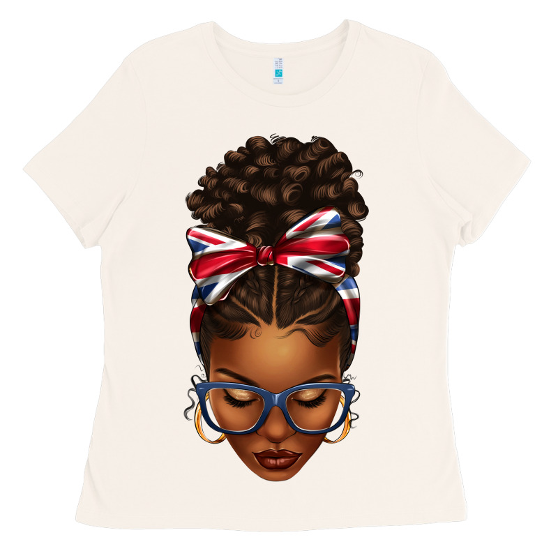 Union Jack Flag Afro Messy Bun Ladies Tee by texasbilliewilder | Teevron