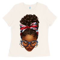 Bone union jack flag afro messy bun Ladies Tee - texasbilliewilder