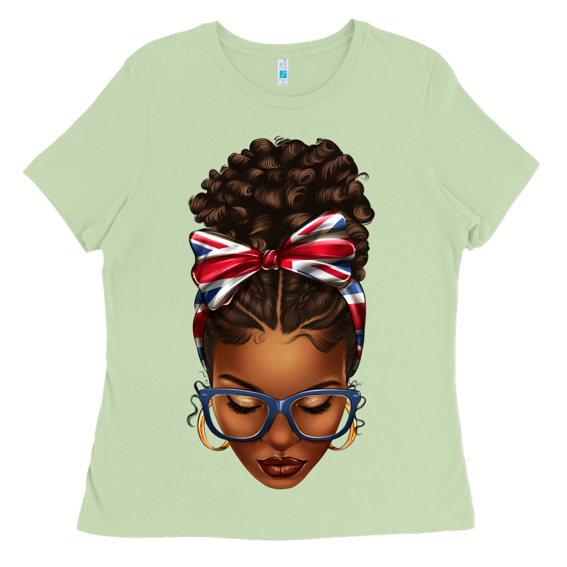 Union Jack Flag Afro Messy Bun Ladies Tee by texasbilliewilder | Teevron