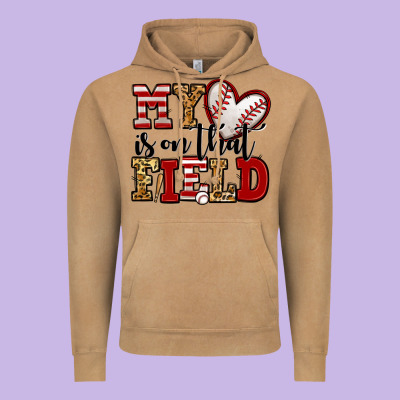 My Heart Is On That Field Baseball Vintage Hoodie Designed By Jasminsmagicworld