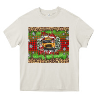 Cream Christmas school bus Heavy Core Tee - texasbilliewilder