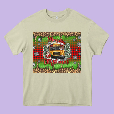 Christmas School Bus Heavy Core Tee Designed By Texasbilliewilder