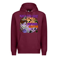 Burgundy Nightmare before the coffee halloween Premium Hoodie - NancyCooperArtShop