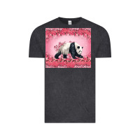 Vintage Black Panda With Sakura Blooms Vintage Tee - LillyAllenDesigns