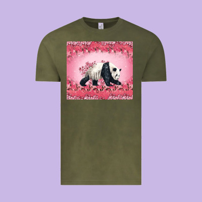Panda With Sakura Blooms Vintage Tee Designed By Lillyallendesigns
