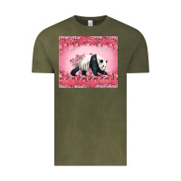 Vintage Olive Panda With Sakura Blooms Vintage Tee - LillyAllenDesigns