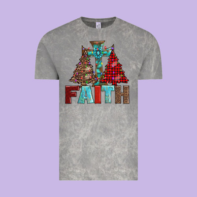 Cross And Christmas Trees Vintage Tee Designed By Adodesignshop